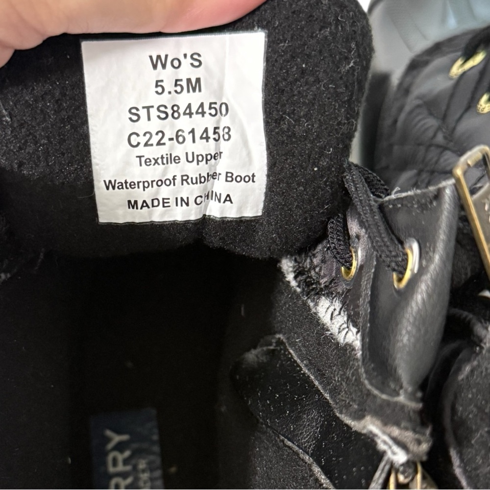 Sperry Women’s Duck Boots Syren Gulf Saltwater Black Quilted Zipper Rubber 5.5M - Picture 8 of 8